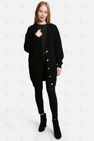 COMFYLUXE Warm Luxury V-Neck Cardigan W/ Pockets Button Closure