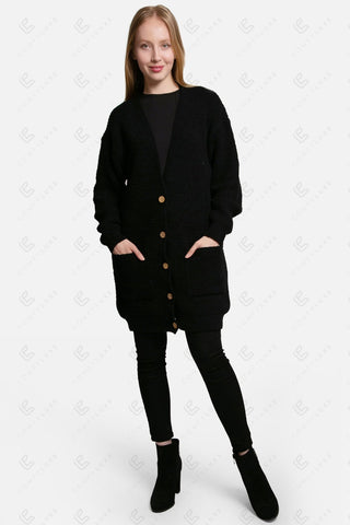 COMFYLUXE Soft Luxury V-Neck Cardigan W/ Pockets Button Closure