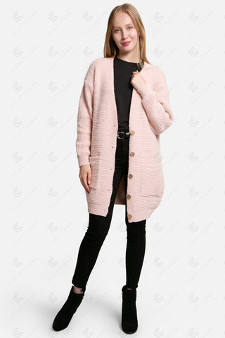 COMFYLUXE Plush Luxury V-Neck Cardigan W/ Pockets Button Closure