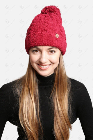 COMFYLUXE Relaxing Luxe Cable Knit Beanie W/ Pom-Pom Ribbed Trim