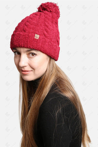 COMFYLUXE Premium Cozy Cable Knit Beanie W/ Pom-Pom Ribbed Trim