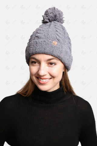 COMFYLUXE Premium Cozy Cable Knit Beanie W/ Pom-Pom Ribbed Trim