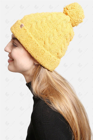 COMFYLUXE Elevated Comfort Cable Knit Beanie W/ Pom-Pom Ribbed Trim