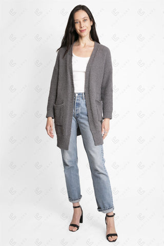 COMFYLUXE Relaxing Luxe Cardigan W/ Pockets Ribbed Edges