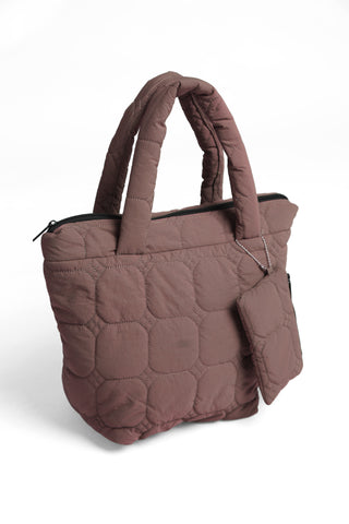 Solid Color Padded Quilt Mini Handbag W/ Zipper Closure