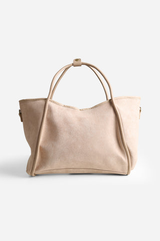 Solid Color Faux Suede Tote Bag W/ Zipper Closure