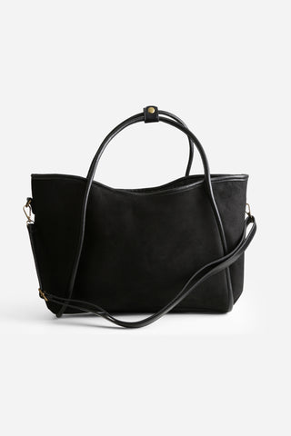 Solid Color Faux Suede Tote Bag W/ Zipper Closure