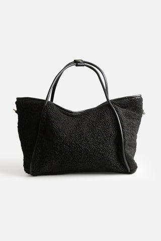 Solid Color Sherpa Tote Bag W/ Zipper Closure