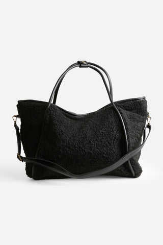 Solid Color Sherpa Tote Bag W/ Zipper Closure