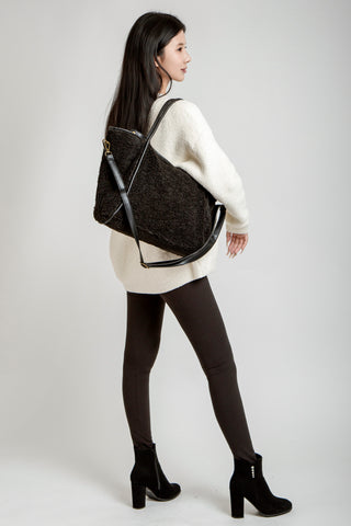 Solid Color Sherpa Tote Bag W/ Zipper Closure
