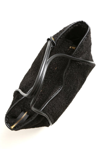 Solid Color Sherpa Tote Bag W/ Zipper Closure