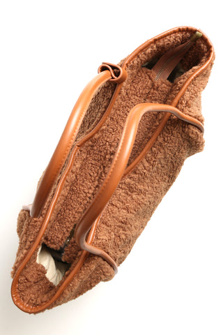 Solid Color Sherpa Tote Bag W/ Zipper Closure
