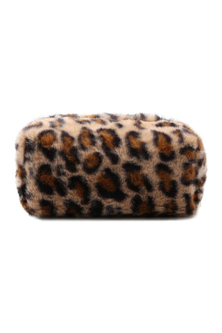 Leopard Pattern Faux Fur Travel Pouch