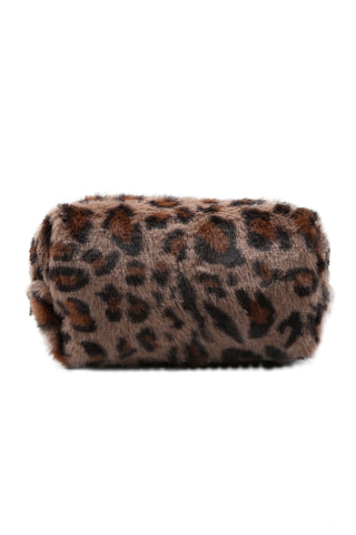 Leopard Pattern Faux Fur Travel Pouch