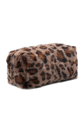 Leopard Pattern Faux Fur Travel Pouch