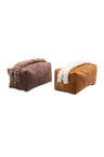 Solid Color Faux Suede & Sherpa Travel Pouch
