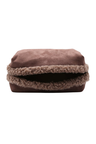 Solid Color Faux Suede & Sherpa Travel Pouch