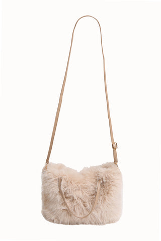 Solid Color Faux Fur Handbag W/ Magnetic Snap Closure