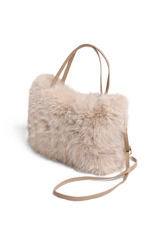 Solid Color Faux Fur Handbag W/ Magnetic Snap Closure