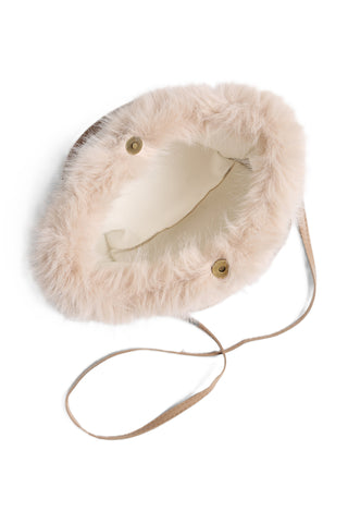 Solid Color Faux Fur Handbag W/ Magnetic Snap Closure