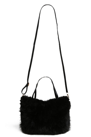 Solid Color Faux Fur Handbag W/ Magnetic Snap Closure