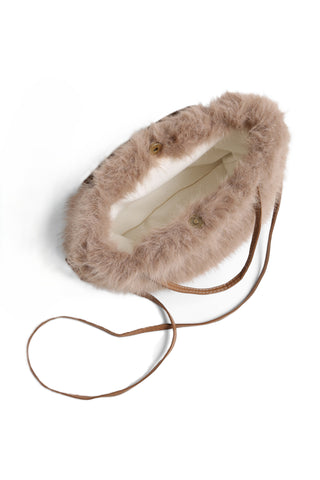 Solid Color Faux Fur Handbag W/ Magnetic Snap Closure