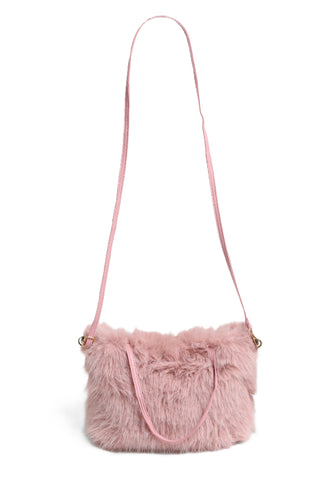 Solid Color Faux Fur Handbag W/ Magnetic Snap Closure