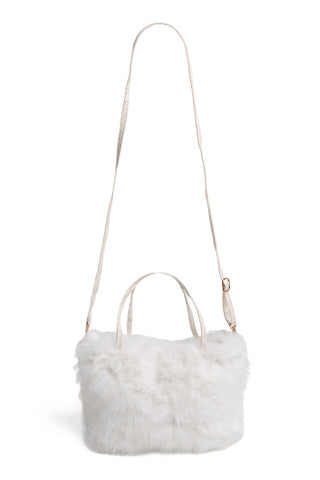 Solid Color Faux Fur Handbag W/ Magnetic Snap Closure
