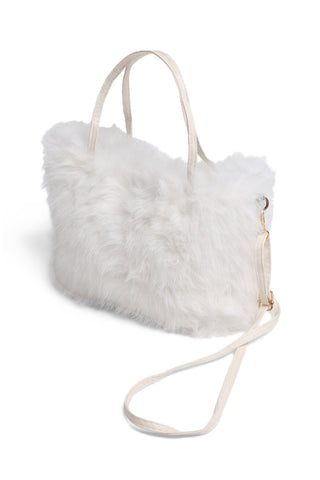 Solid Color Faux Fur Handbag W/ Magnetic Snap Closure