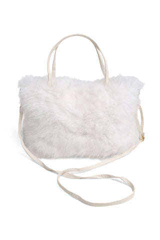 Solid Color Faux Fur Handbag W/ Magnetic Snap Closure