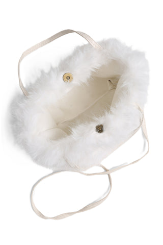 Solid Color Faux Fur Handbag W/ Magnetic Snap Closure
