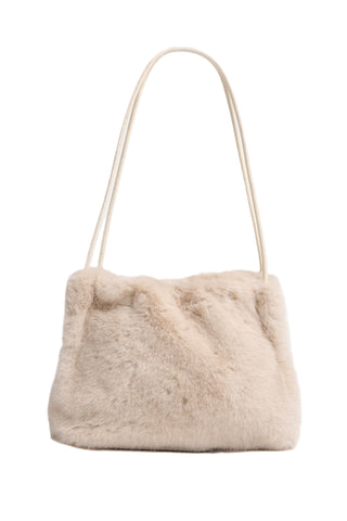 Solid Color Faux Fur Handbag W/ Magnetic Snap Closure