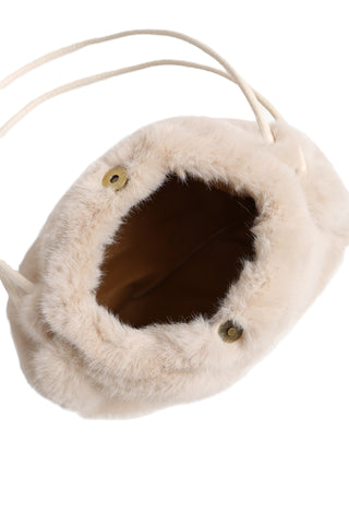 Solid Color Faux Fur Handbag W/ Magnetic Snap Closure