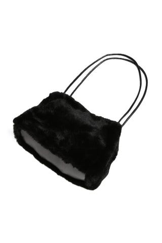 Solid Color Faux Fur Handbag W/ Magnetic Snap Closure