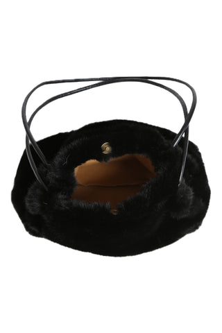 Solid Color Faux Fur Handbag W/ Magnetic Snap Closure