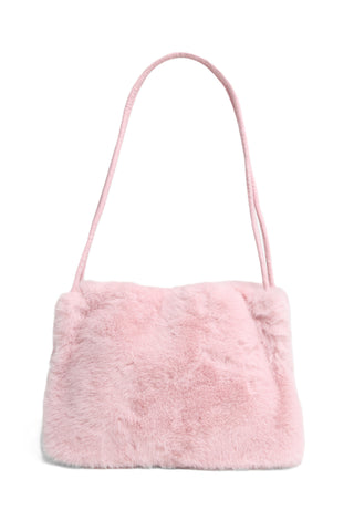 Solid Color Faux Fur Handbag W/ Magnetic Snap Closure