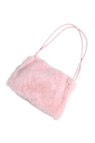 Solid Color Faux Fur Handbag W/ Magnetic Snap Closure