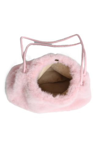 Solid Color Faux Fur Handbag W/ Magnetic Snap Closure