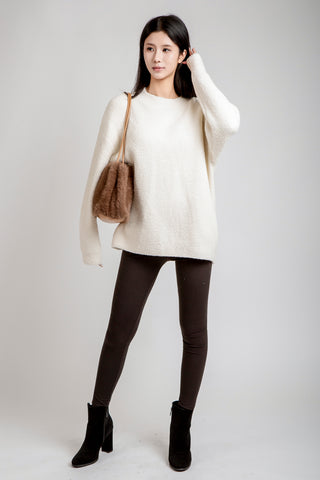Solid Color Faux Fur Handbag W/ Magnetic Snap Closure