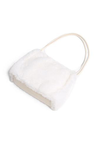 Solid Color Faux Fur Handbag W/ Magnetic Snap Closure