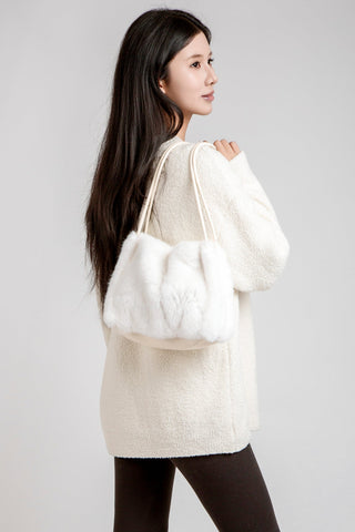 Solid Color Faux Fur Handbag W/ Magnetic Snap Closure