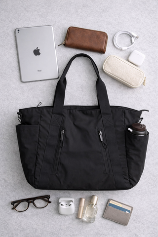 Solid Color Tote Bag W/ Zipper Closure