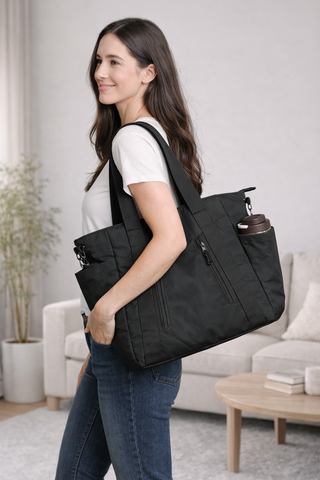 Solid Color Tote Bag W/ Zipper Closure