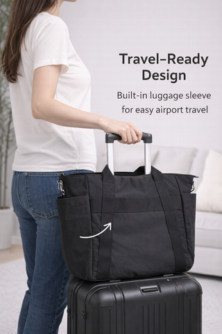 Solid Color Tote Bag W/ Zipper Closure