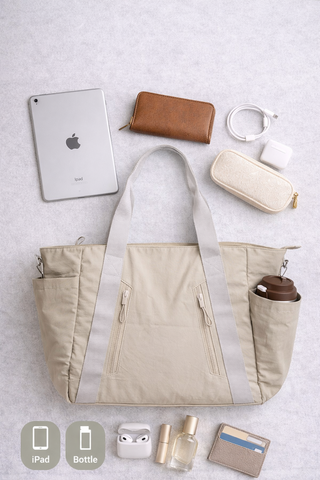 Solid Color Tote Bag W/ Zipper Closure