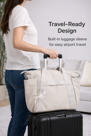 Solid Color Tote Bag W/ Zipper Closure