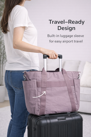 Solid Color Tote Bag W/ Zipper Closure