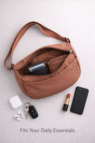 Solid Color Sling Bag W/ Zipper Closure