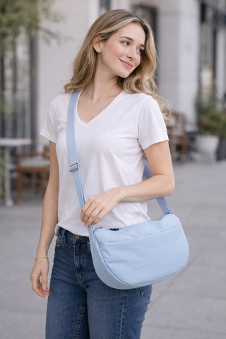 Solid Color Sling Bag W/ Zipper Closure