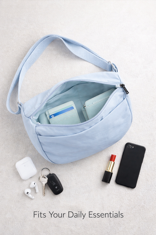 Solid Color Sling Bag W/ Zipper Closure